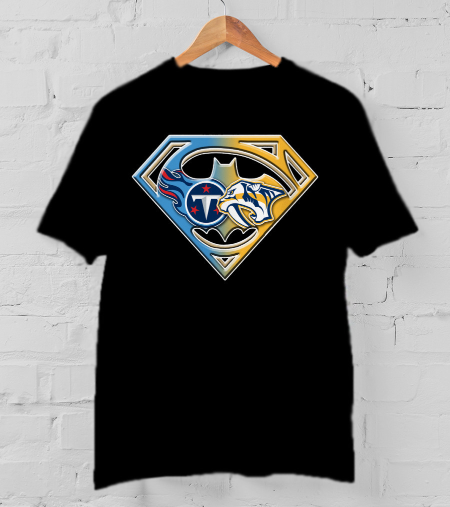 Tennessee Titans Nashville Predators Superman Batman T-Shirt