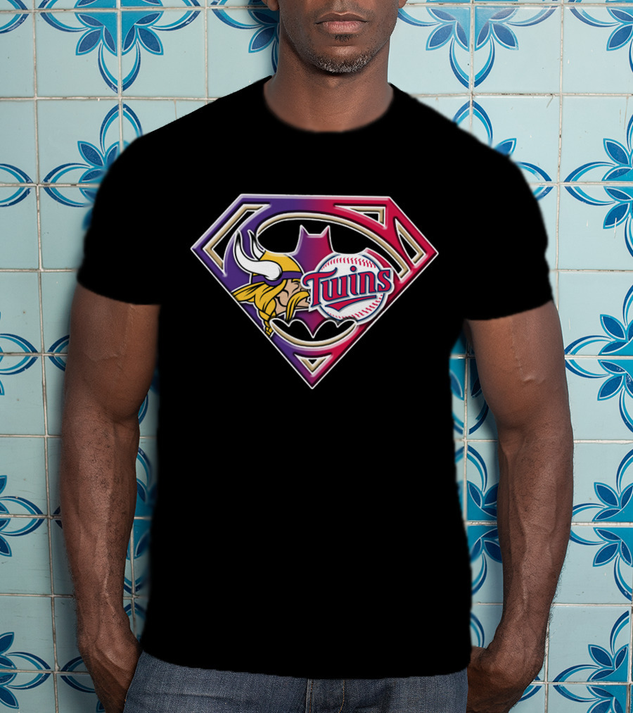 Superman Vikings Twins Baseball Football Fusion T-Shirt