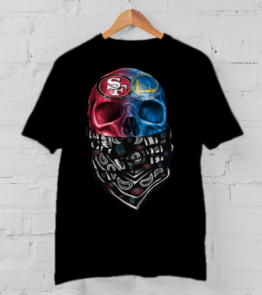San Francisco 49ers Golden State Warriors Skull Bandana T-Shirt