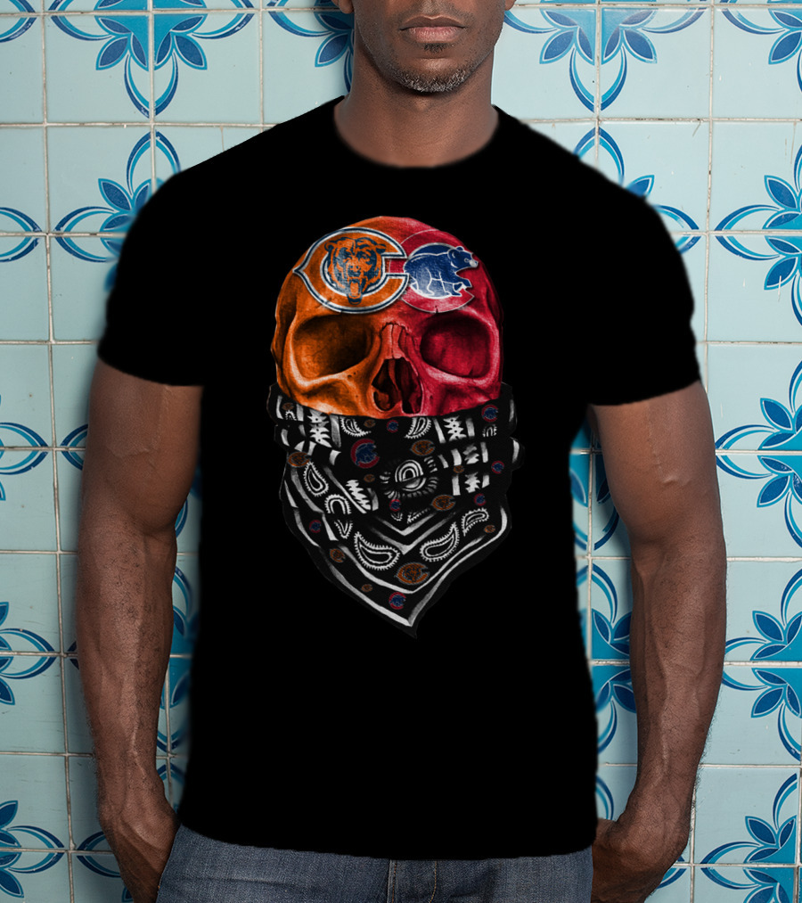 Chicago Bears Skull Bandana Paisley T-Shirt