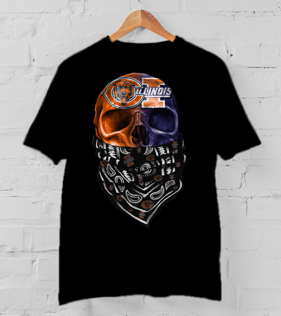 Chicago Bears Illinois Skull Bandana T-Shirt