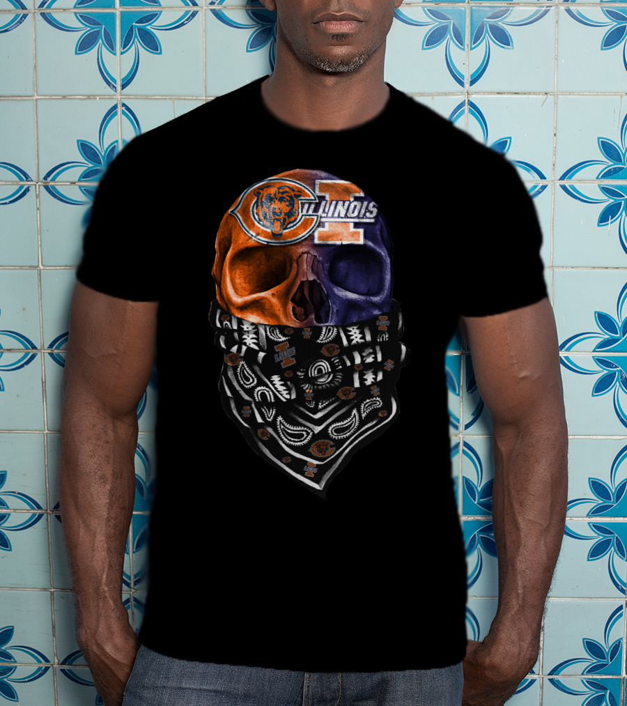 Chicago Bears Illinois Skull Bandana T-Shirt