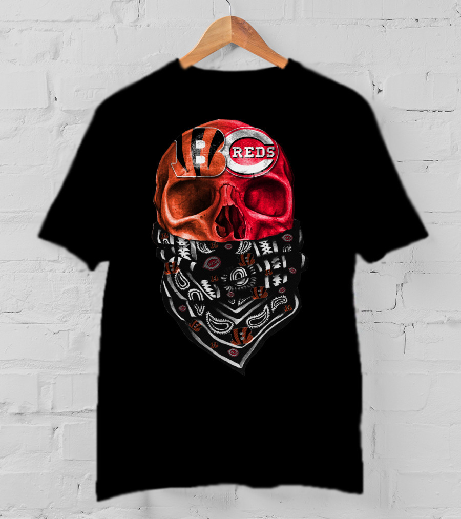 Bengals Reds Skull Bandana T-Shirt