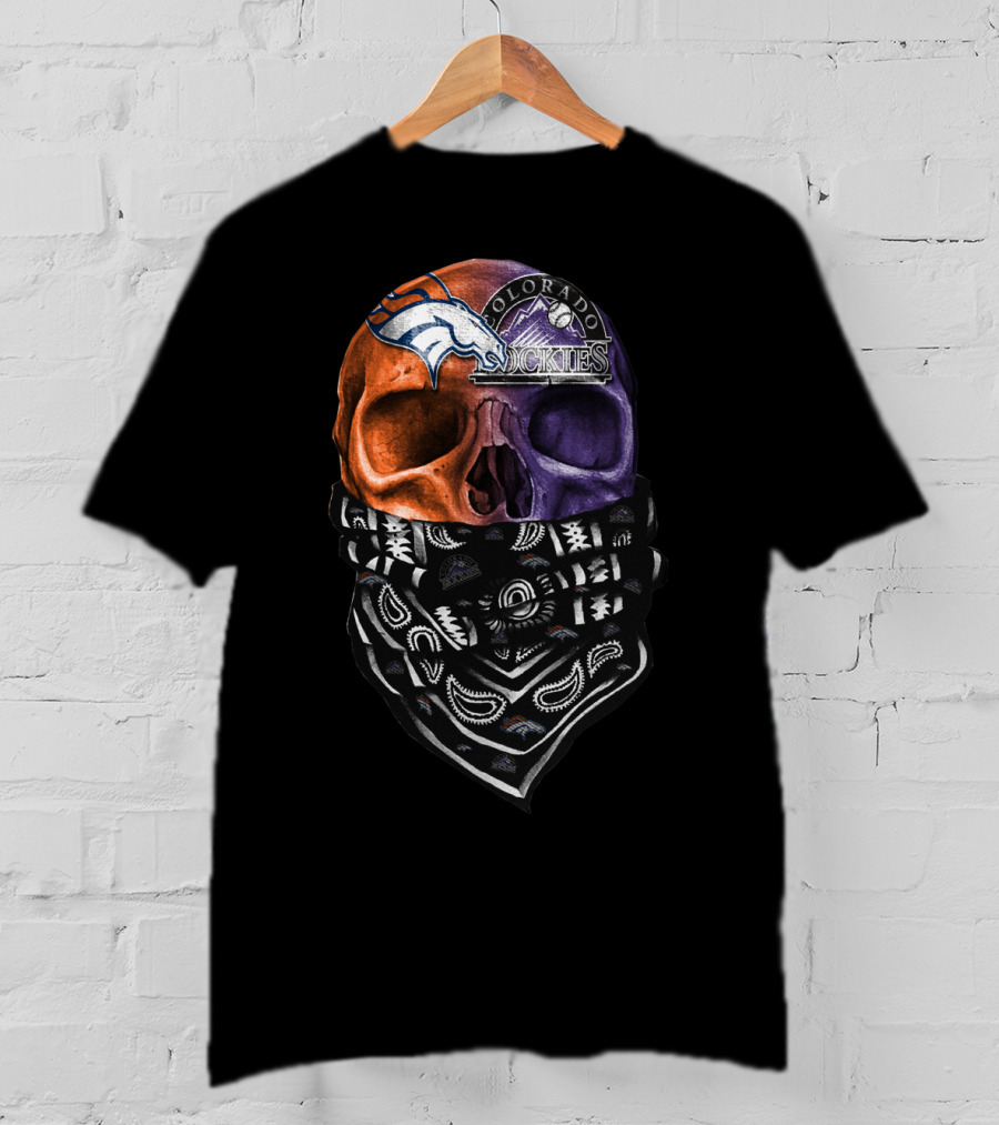 Colorado Broncos Rockies Skull Bandana T-Shirt