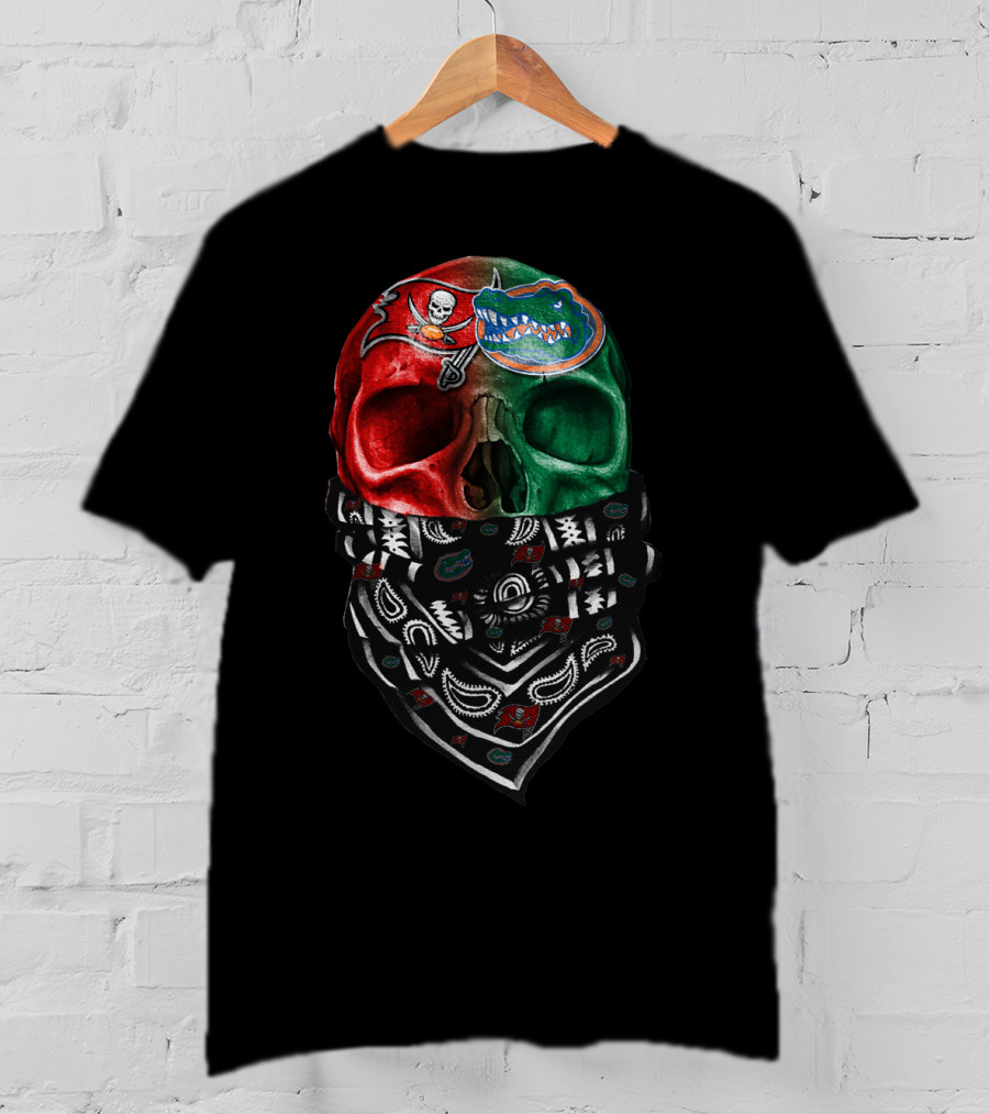 Sku 024 Tampa Bay Buccaneers Florida Gators Skull Bandana T-Shirt