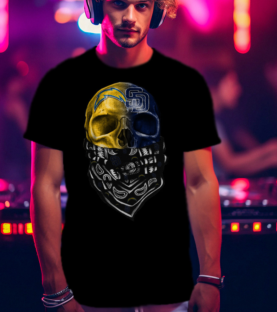 Chargers Padres Skull Bandana T-Shirt