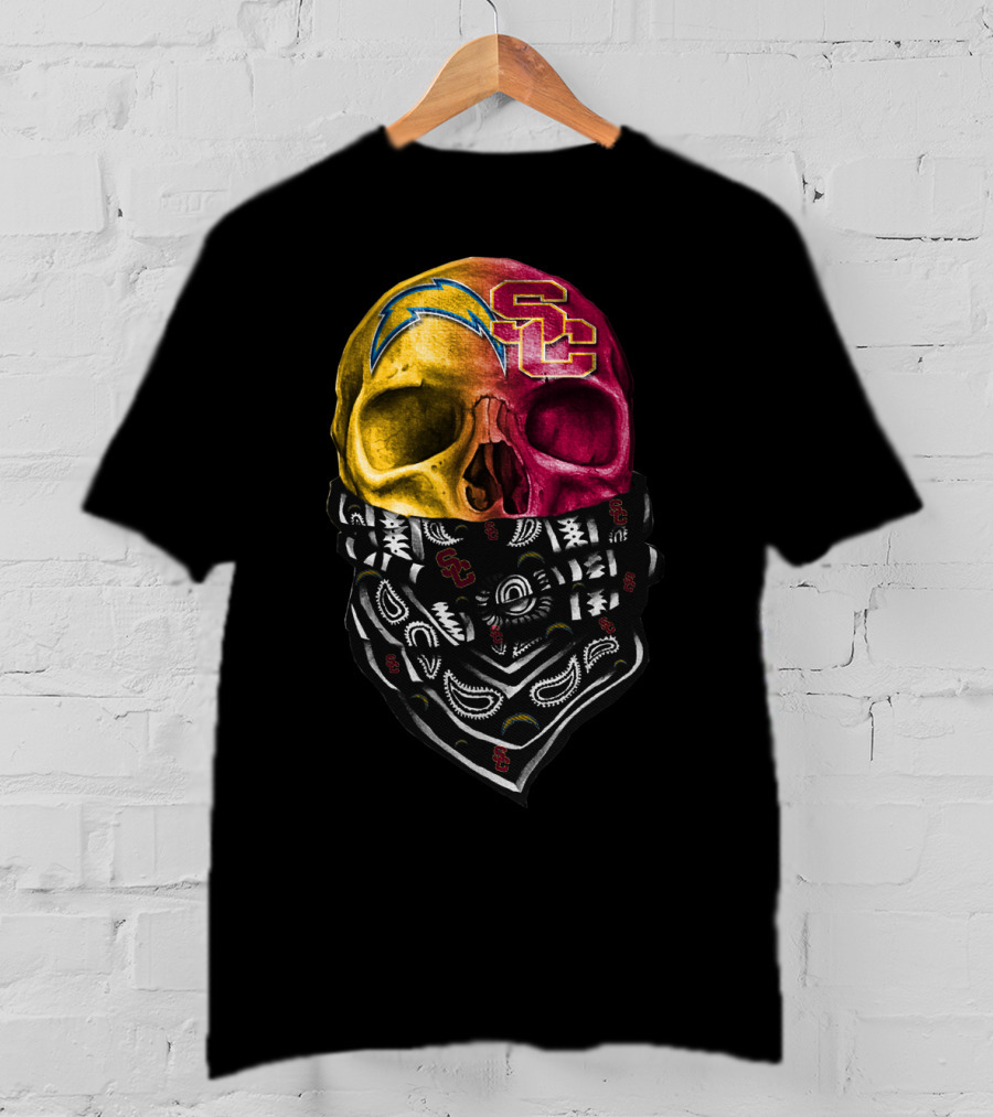 Sku 035 Usc Chargers Skull Bandana T-Shirt