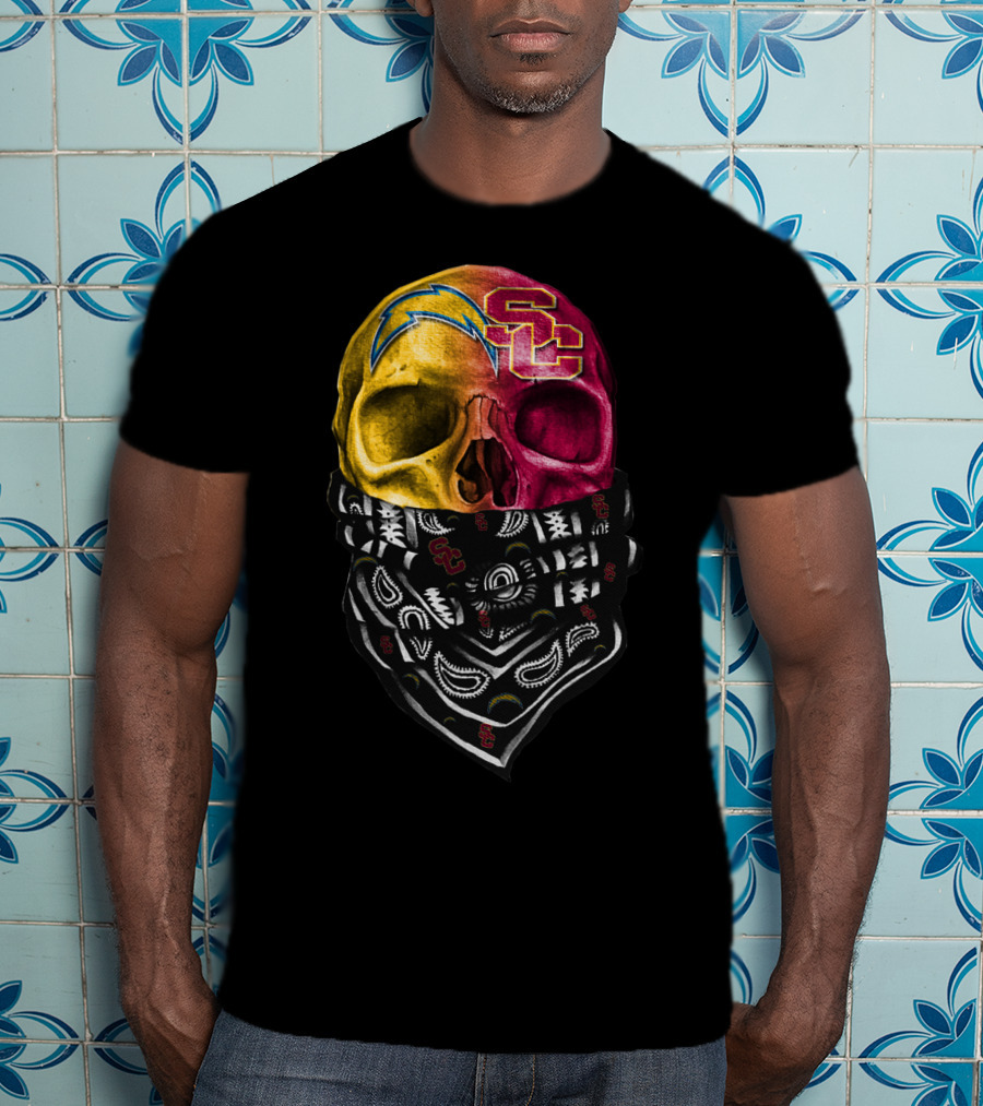 Sku 035 Usc Chargers Skull Bandana T-Shirt
