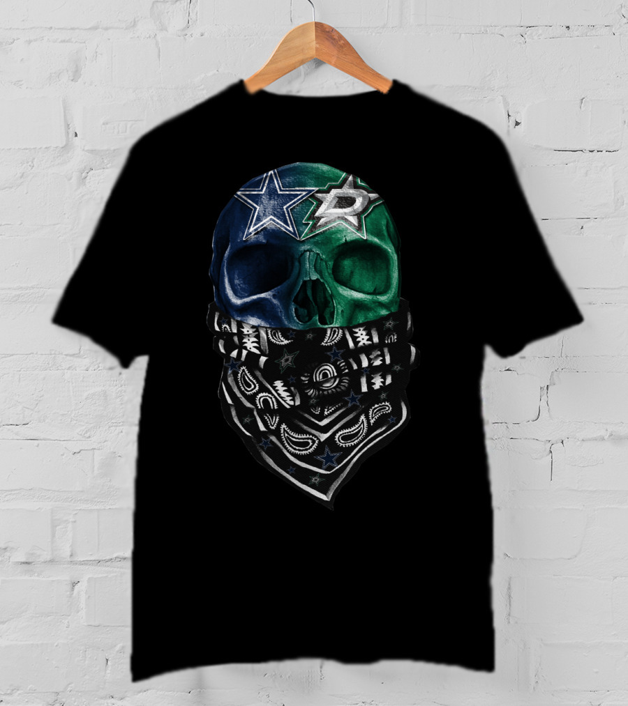 Dallas Stars Skull Bandana Design Sku 045 T-Shirt