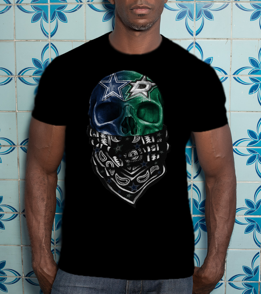 Dallas Stars Skull Bandana Design Sku 045 T-Shirt