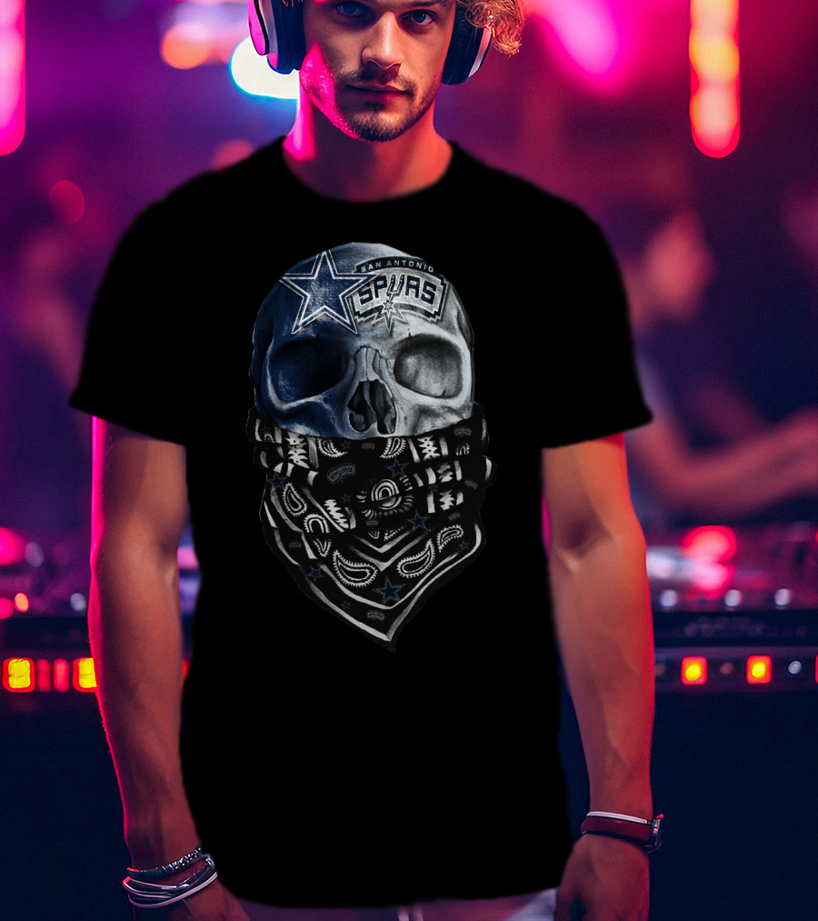 San Antonio Spurs Skull With Paisley Bandana T-Shirt