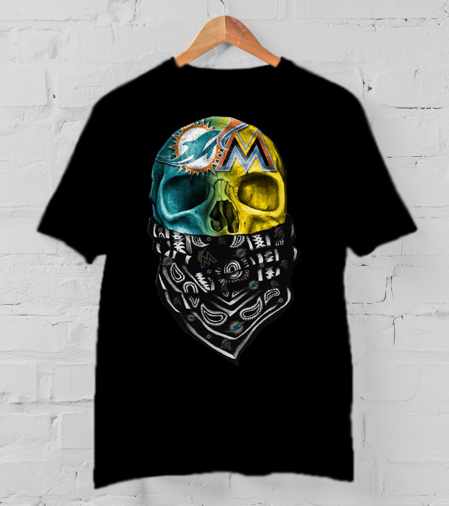 Miami Dolphins Marlins Skull Bandana T-Shirt