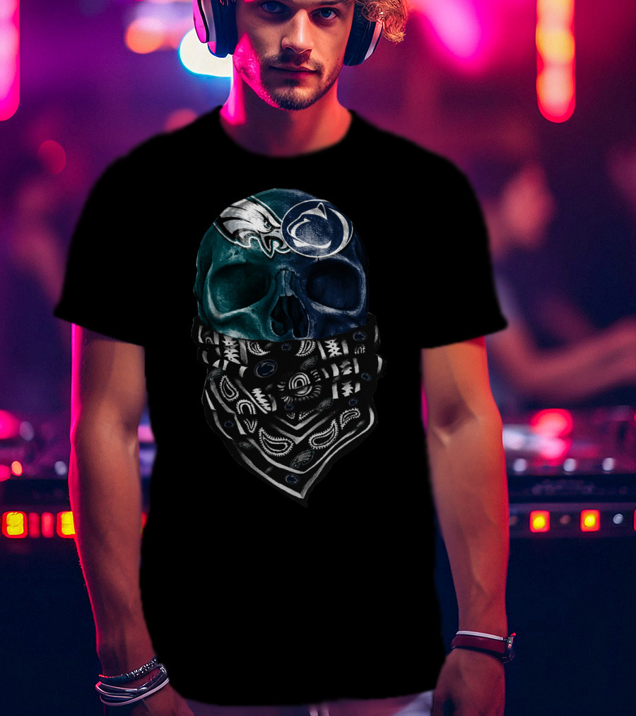 Eagles And Penn State Skull Bandana T-Shirt
