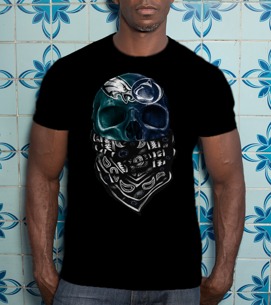 Eagles And Penn State Skull Bandana T-Shirt