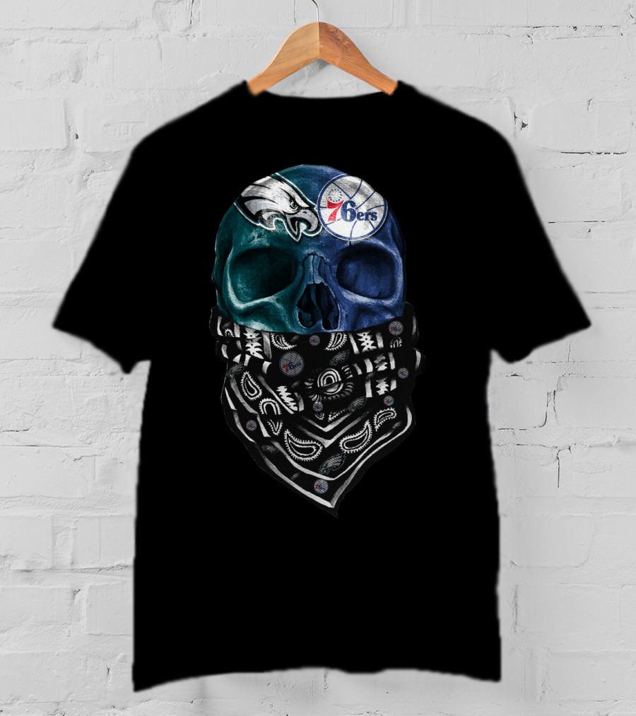 Philadelphia Eagles 76ers Bandana Skull Sku 055 T-Shirt