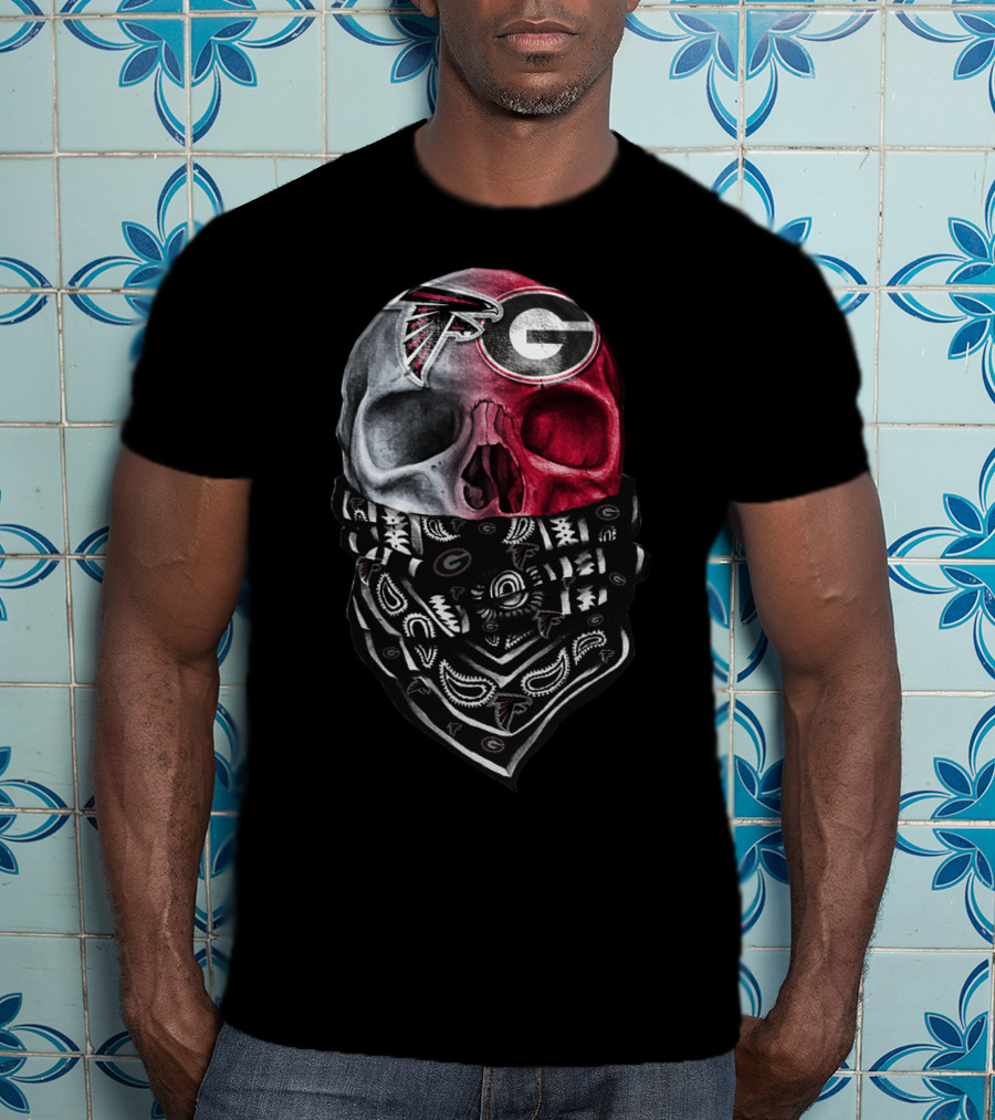 Falcons Georgia Bulldogs Skull Bandana T-Shirt