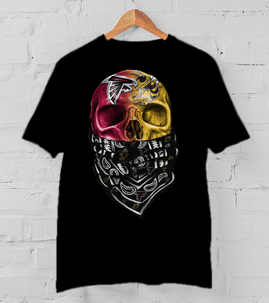 Atlanta Falcons Georgia Tech Yellow Jackets Skull Bandana T-Shirt