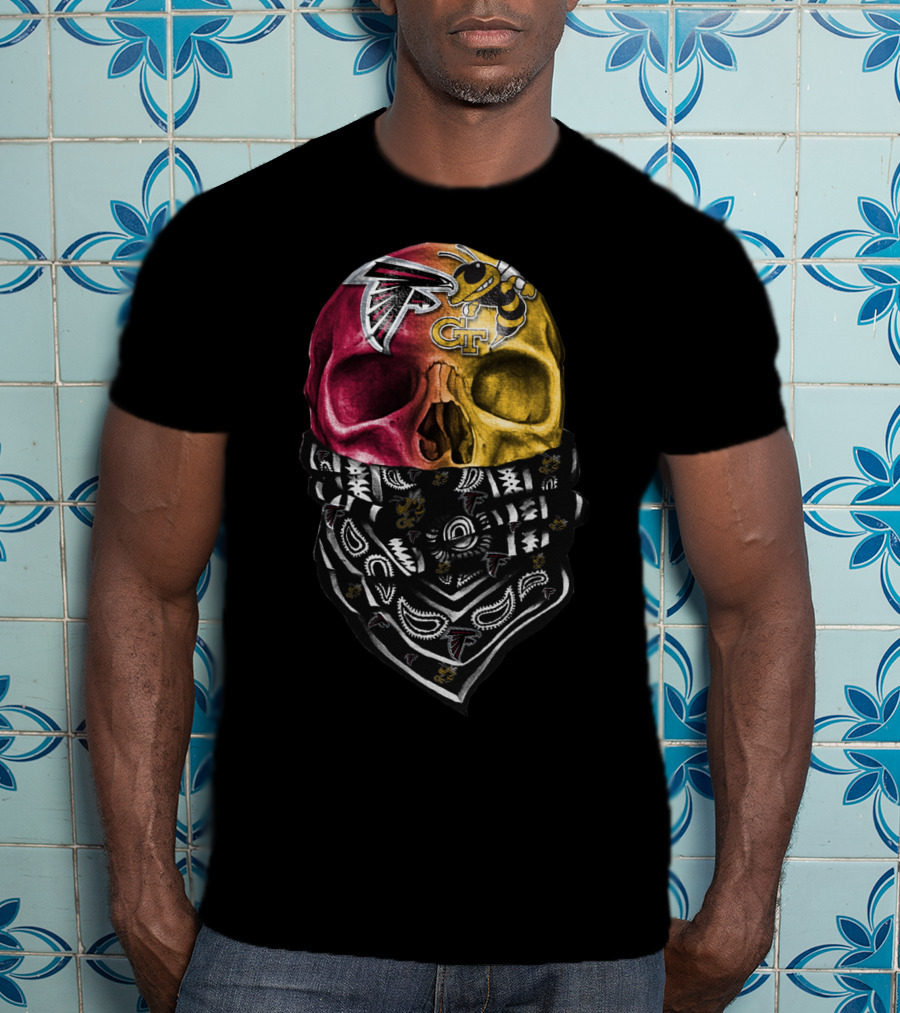 Atlanta Falcons Georgia Tech Yellow Jackets Skull Bandana T-Shirt