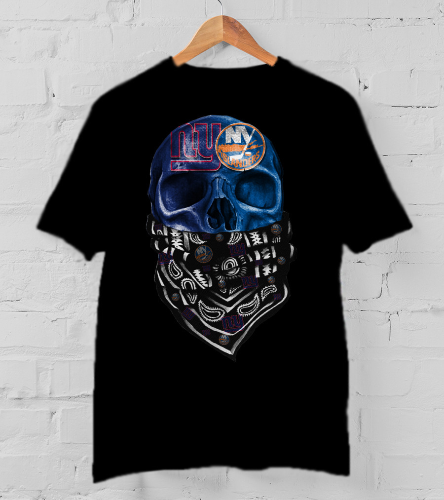 Ny Islanders And Giants Skull Bandana Sku 063 T-Shirt