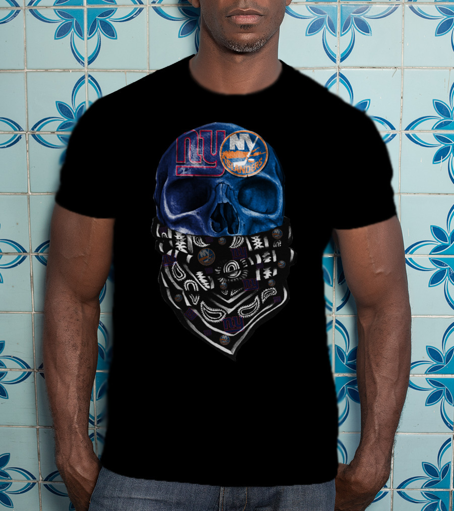 Ny Islanders And Giants Skull Bandana Sku 063 T-Shirt