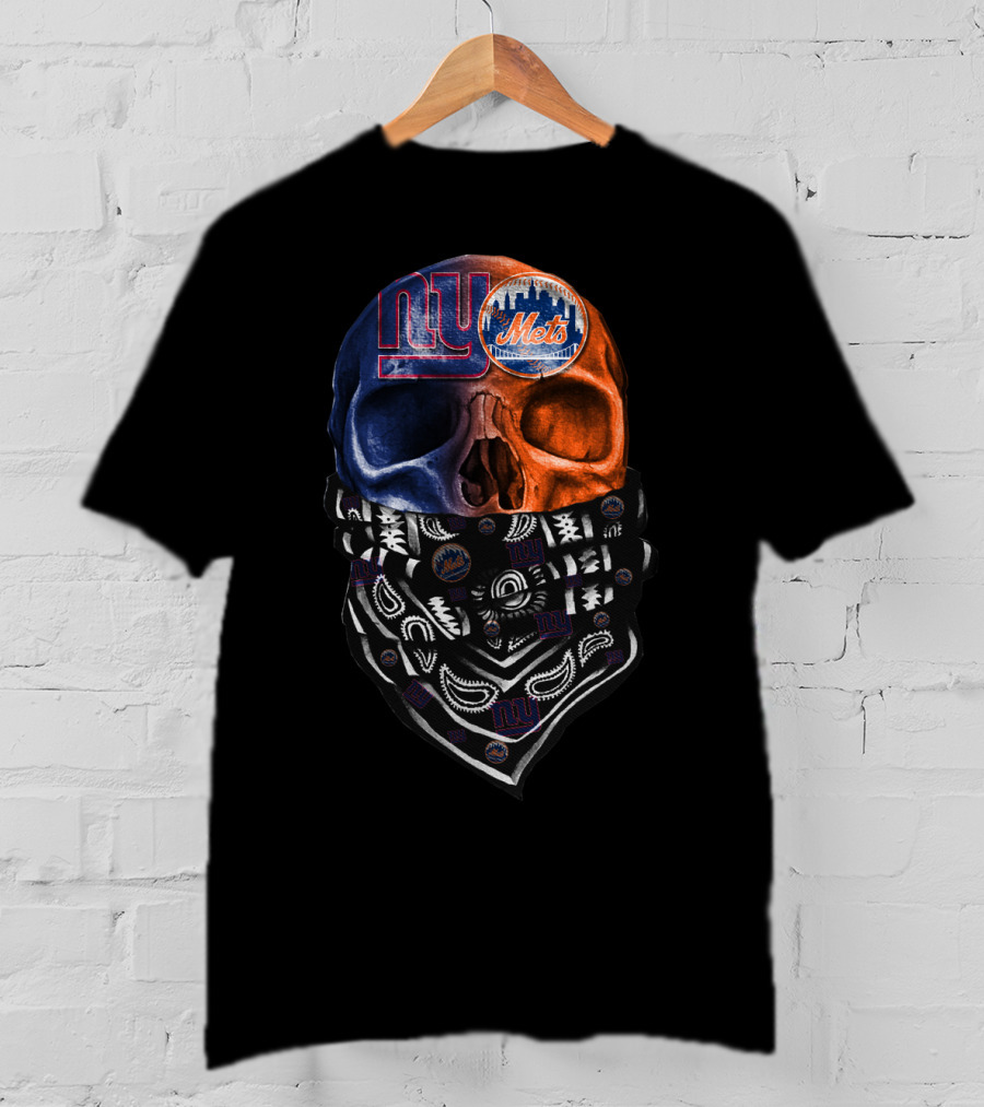 Ny Giants Mets Skull Bandana T-Shirt