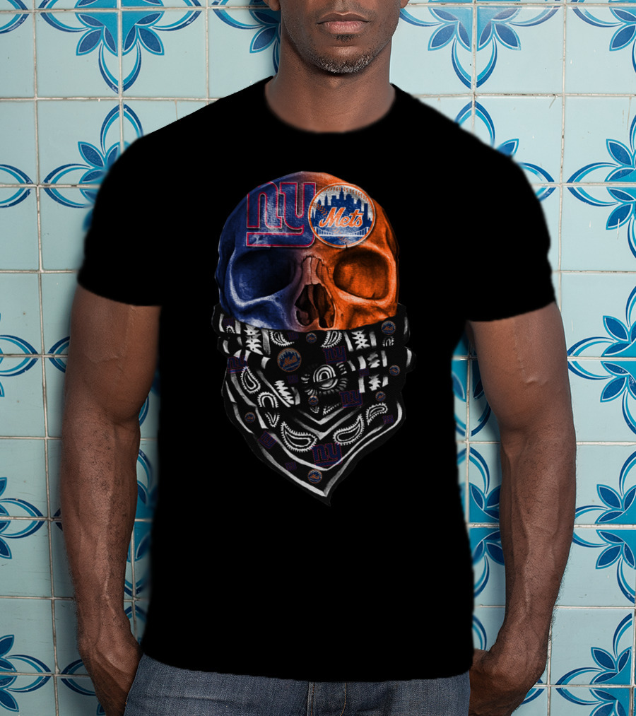 Ny Giants Mets Skull Bandana T-Shirt