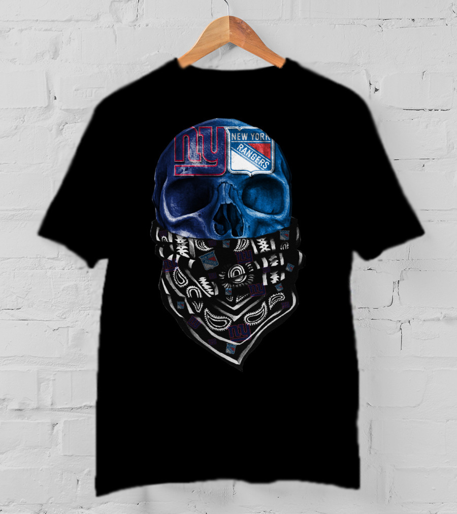 New York Giants Rangers Skull Bandana T-Shirt
