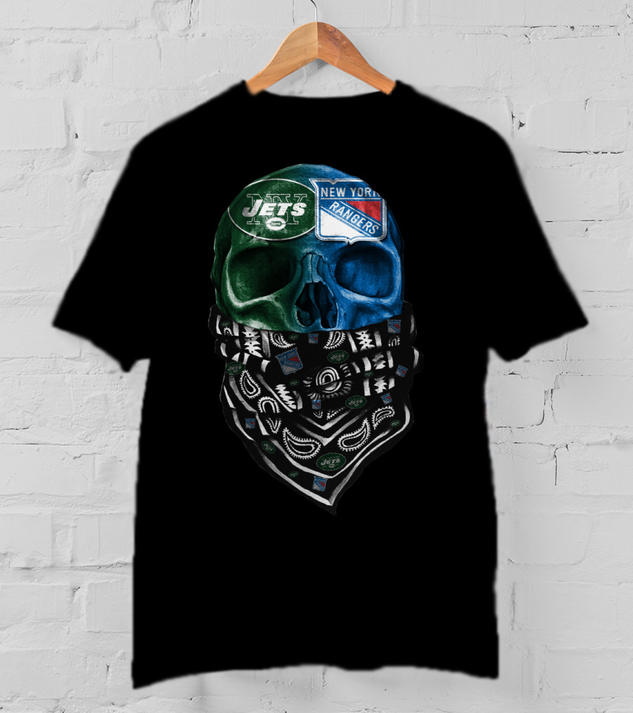 New York Jets Rangers Skull Bandana Sku 070 T-Shirt
