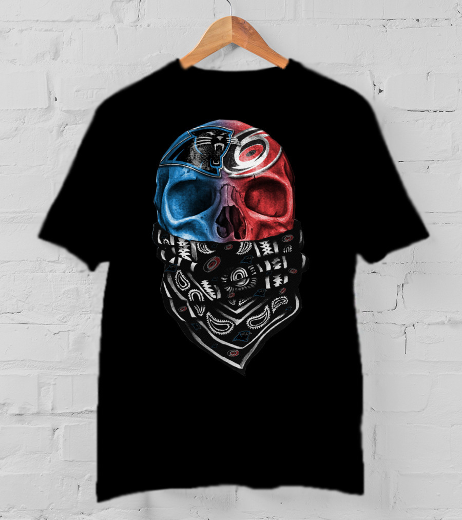 Carolina Panthers Skull Bandana Split T-Shirt
