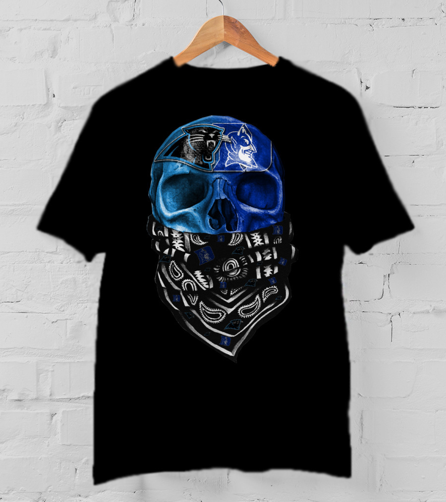 Carolina Panthers Duke Blue Devils Skull Bandana T-Shirt