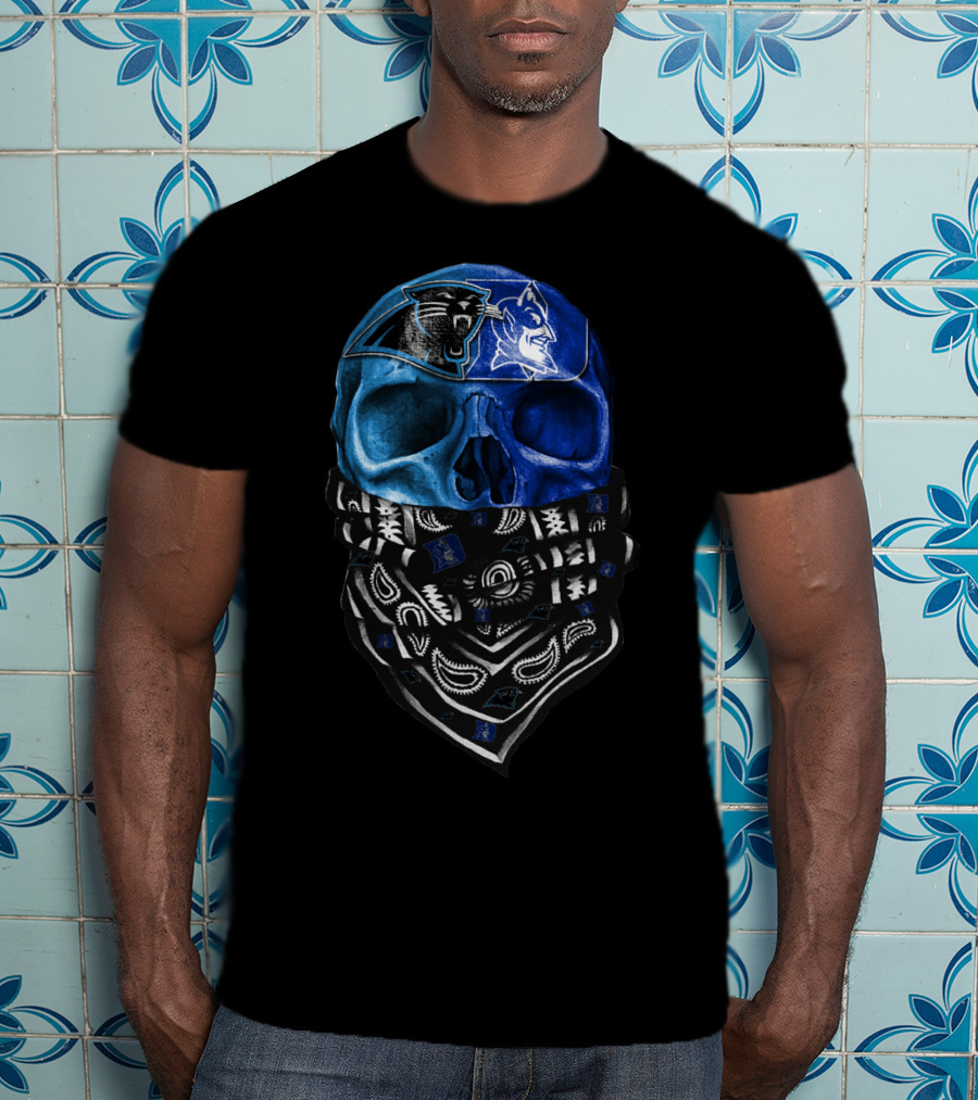 Carolina Panthers Duke Blue Devils Skull Bandana T-Shirt