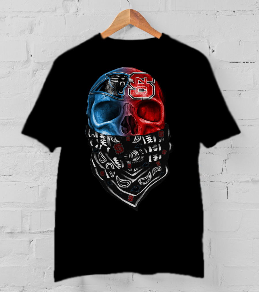 Carolina Panthers Nc State Wolfpack Skull Bandana T-Shirt