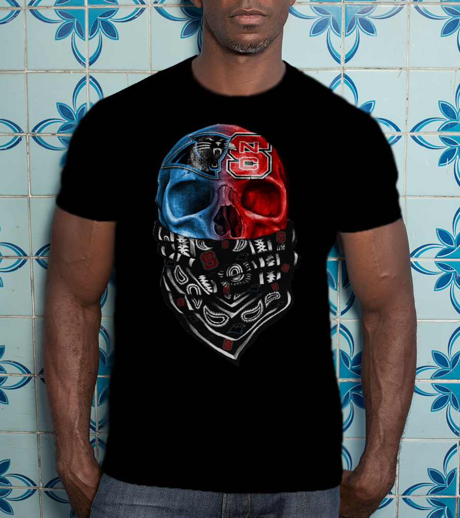 Carolina Panthers Nc State Wolfpack Skull Bandana T-Shirt