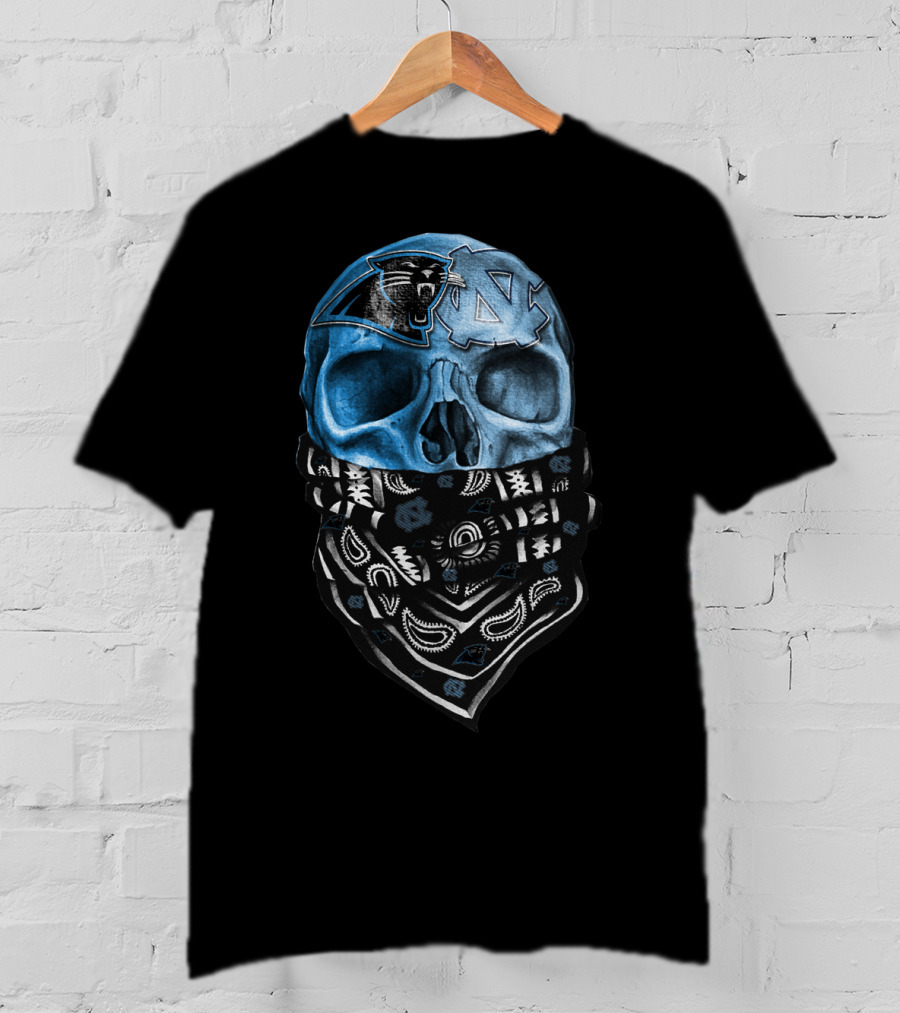 Panthers Tar Heels Skull Bandana T-Shirt