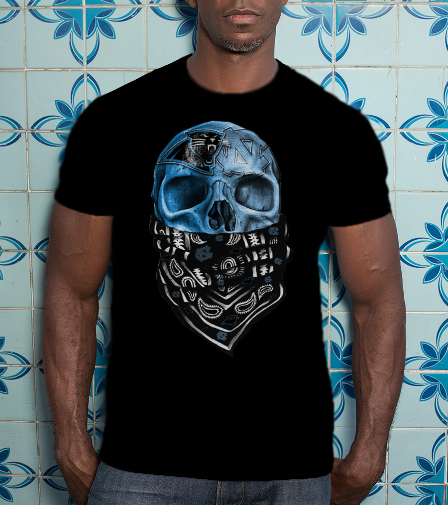 Panthers Tar Heels Skull Bandana T-Shirt
