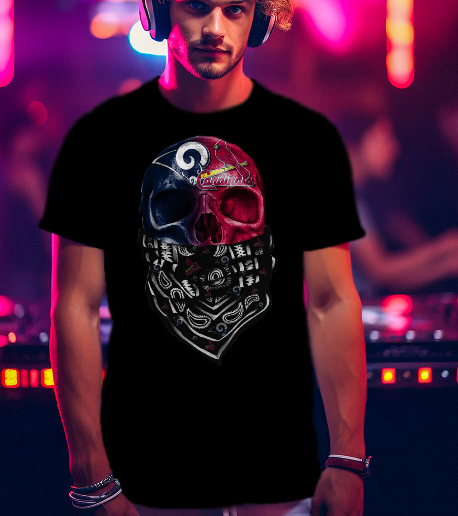 Rams Cardinals Skull Bandana T-Shirt