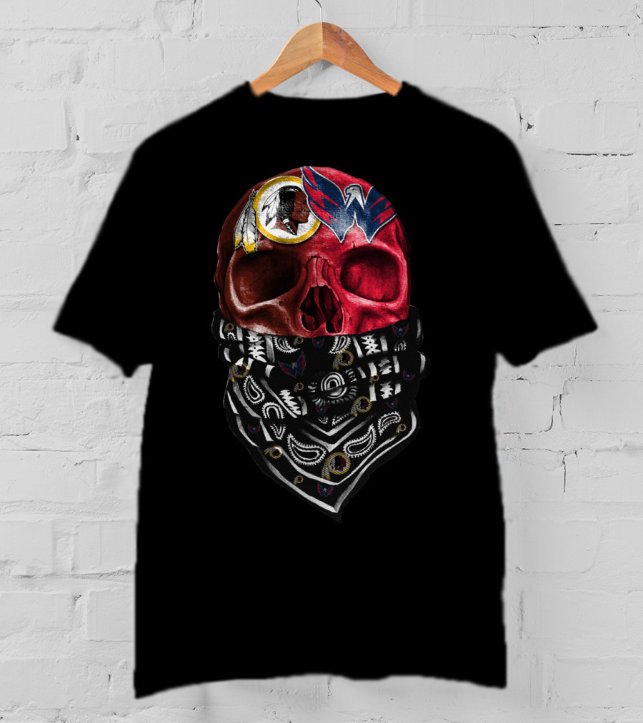 Washington Redskins And Wizards Skull Bandana T-Shirt