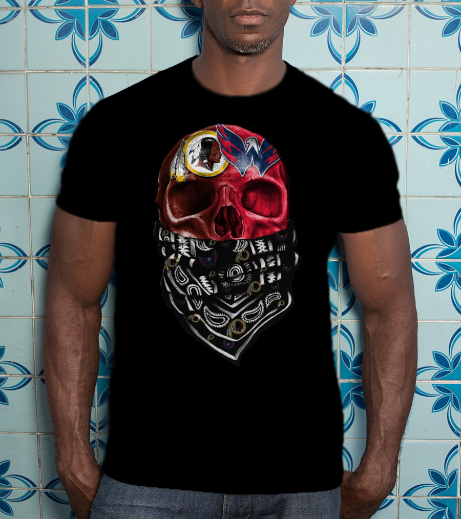 Washington Redskins And Wizards Skull Bandana T-Shirt