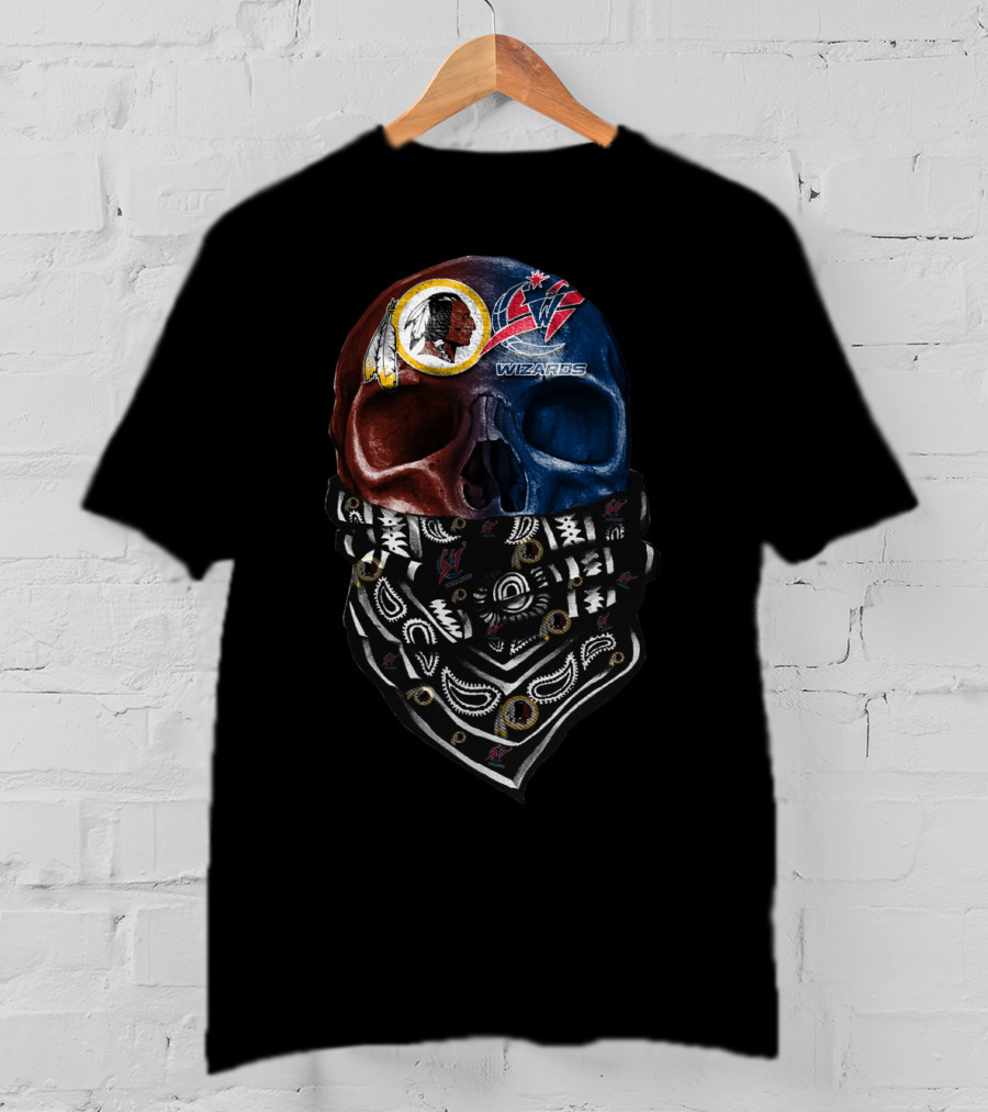 Washington Redskins Wizards Skull Bandana Sku T-Shirt