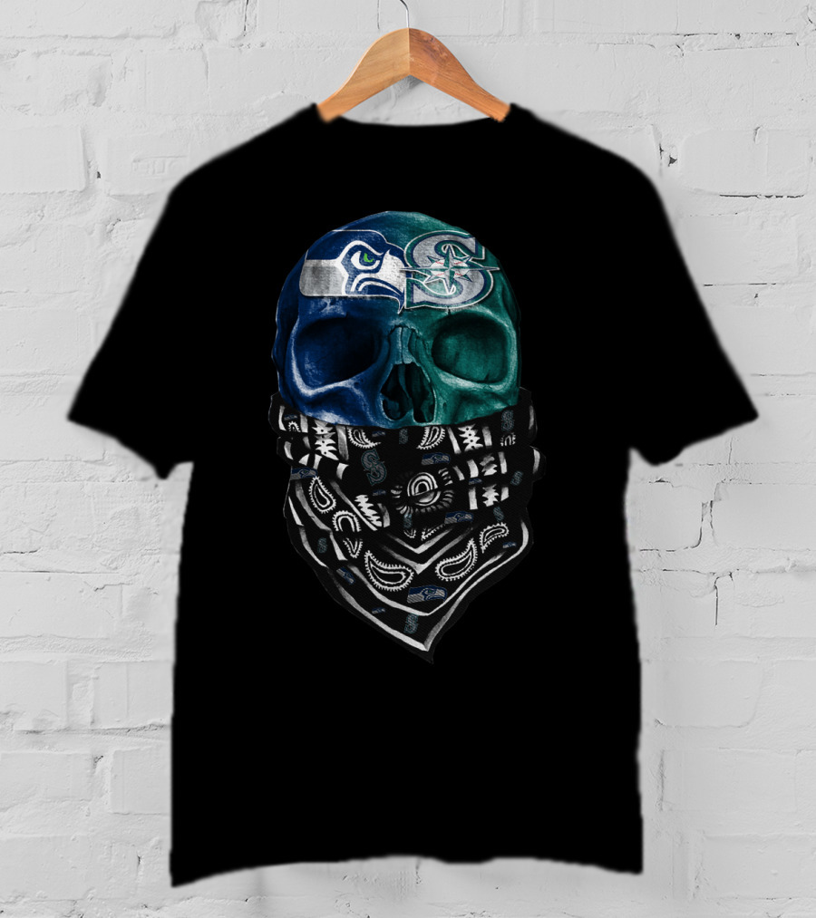 Mariners Seahawks Skull Bandana T-Shirt