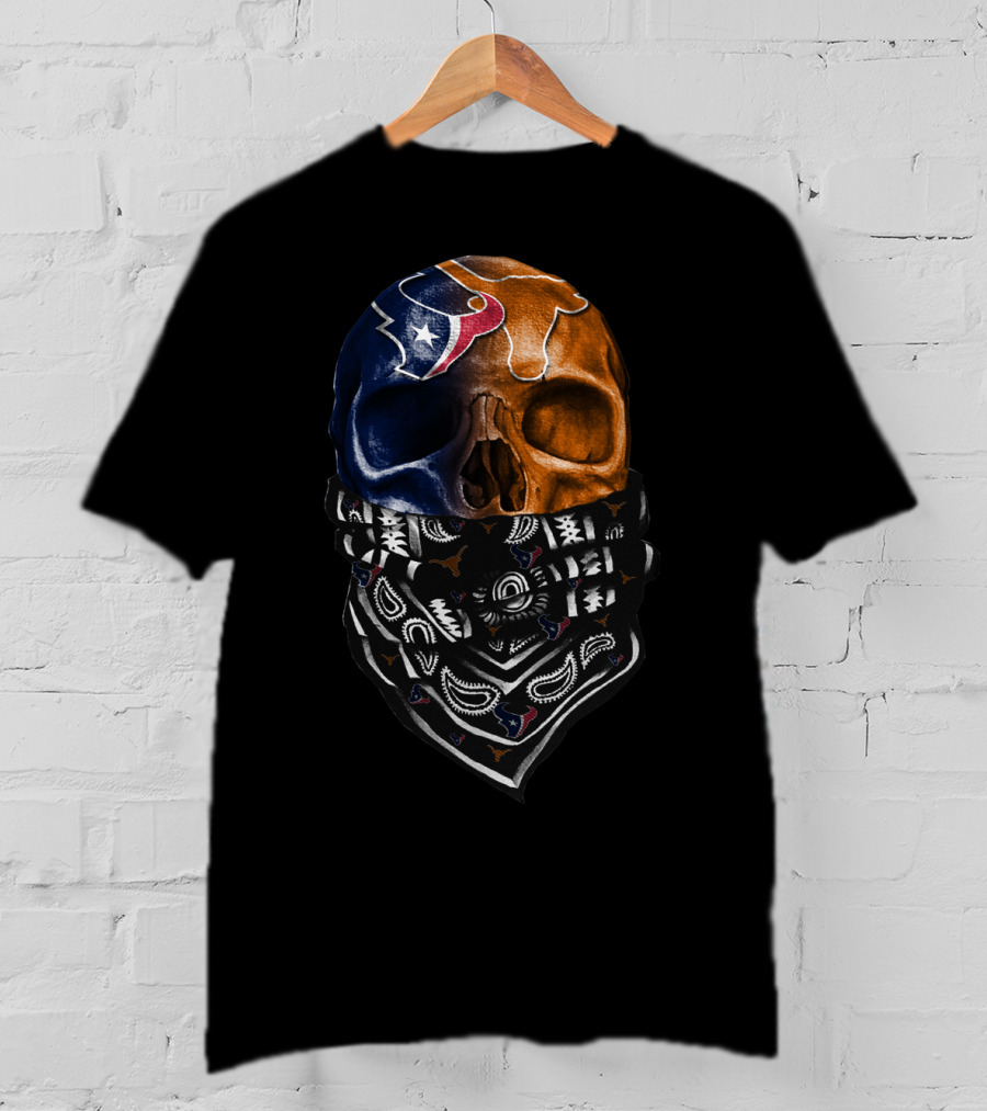 Texas Football Skull With Bandana T-Shirt