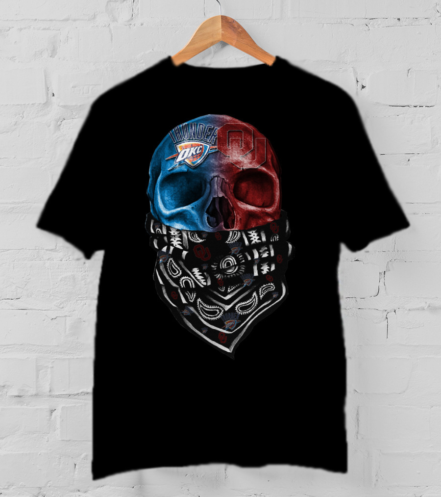 Thunder Okc Ou Skulls Bandana T-Shirt