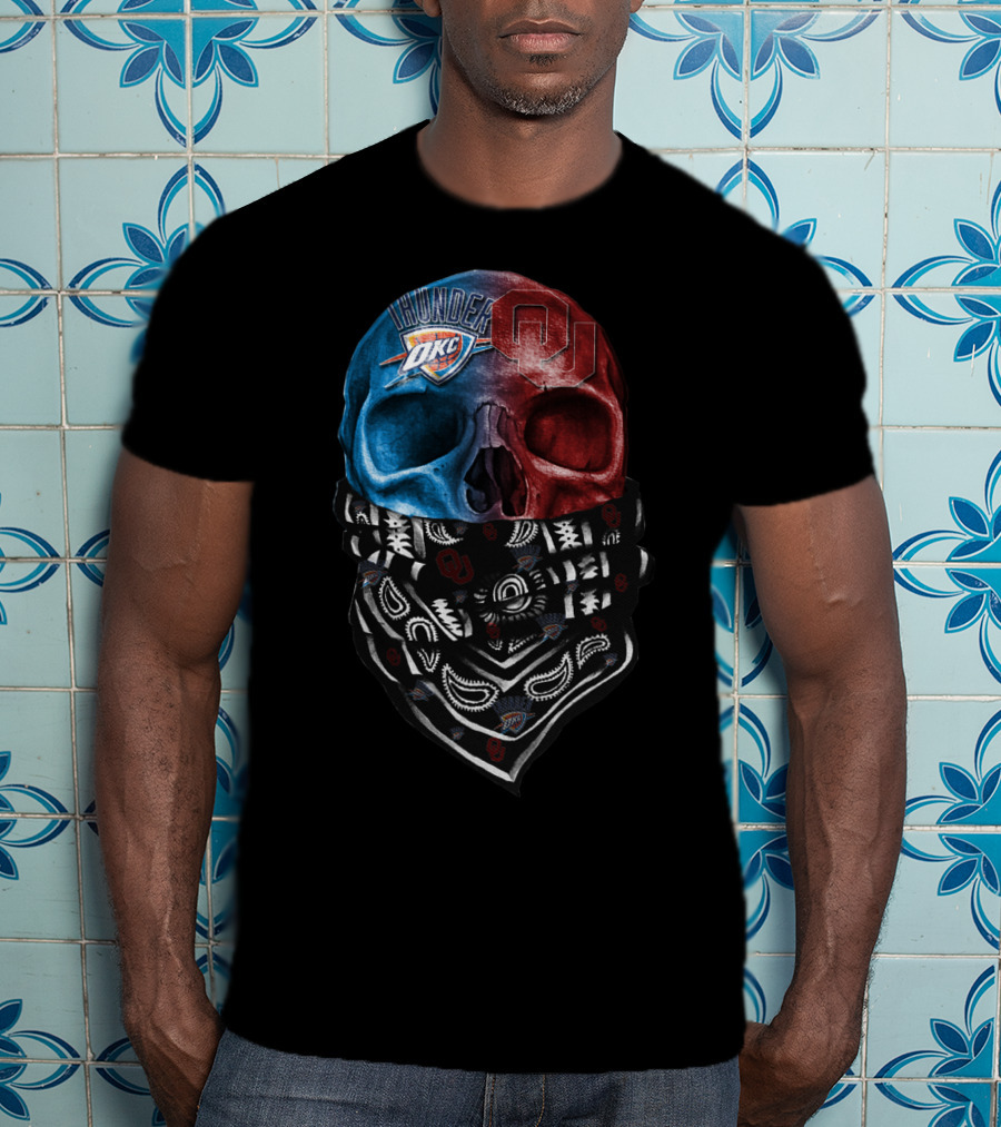 Thunder Okc Ou Skulls Bandana T-Shirt