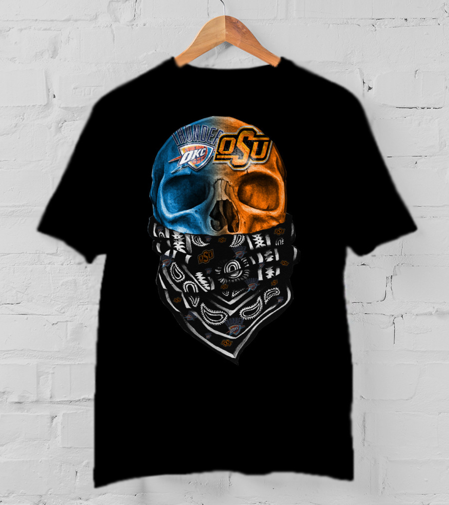 Okc Thunder Osu Skull Bandana T-Shirt