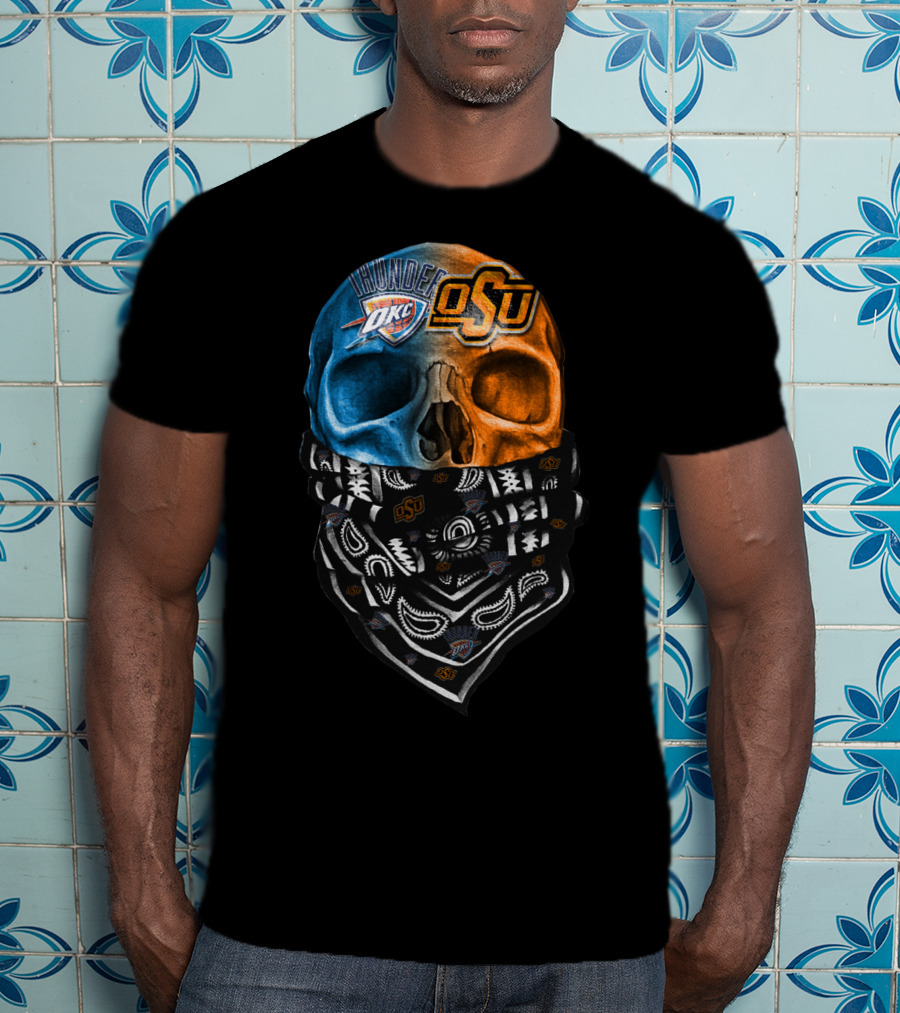 Okc Thunder Osu Skull Bandana T-Shirt
