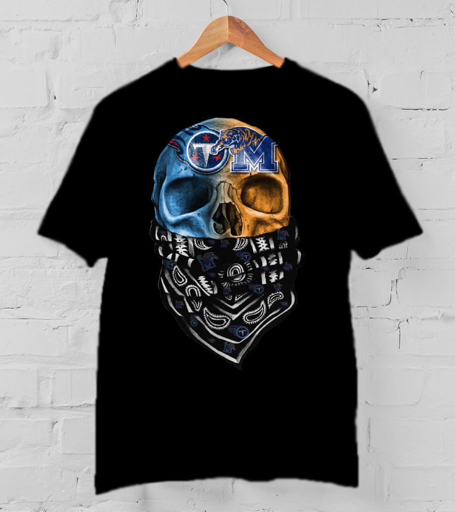 Tennessee Skull Bandana Memphis Tigers Titans T-Shirt