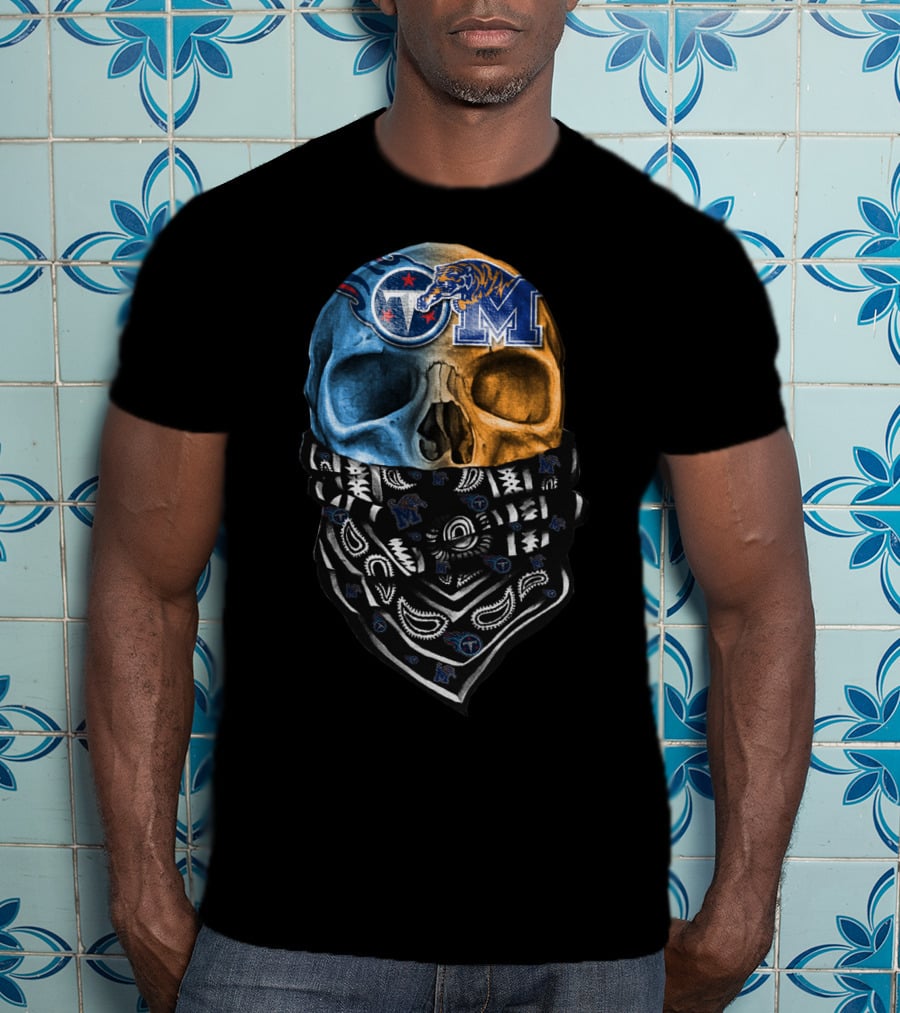 Tennessee Skull Bandana Memphis Tigers Titans T-Shirt