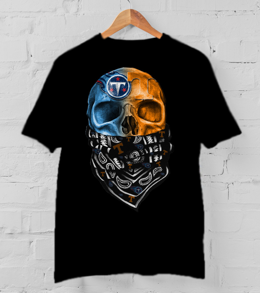 Tennessee Titans Volunteers Skull Crossbones Bandana T-Shirt