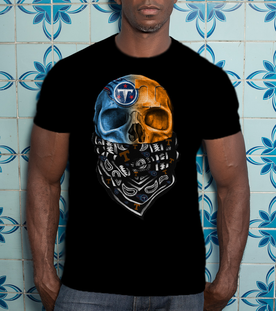 Tennessee Titans Volunteers Skull Crossbones Bandana T-Shirt