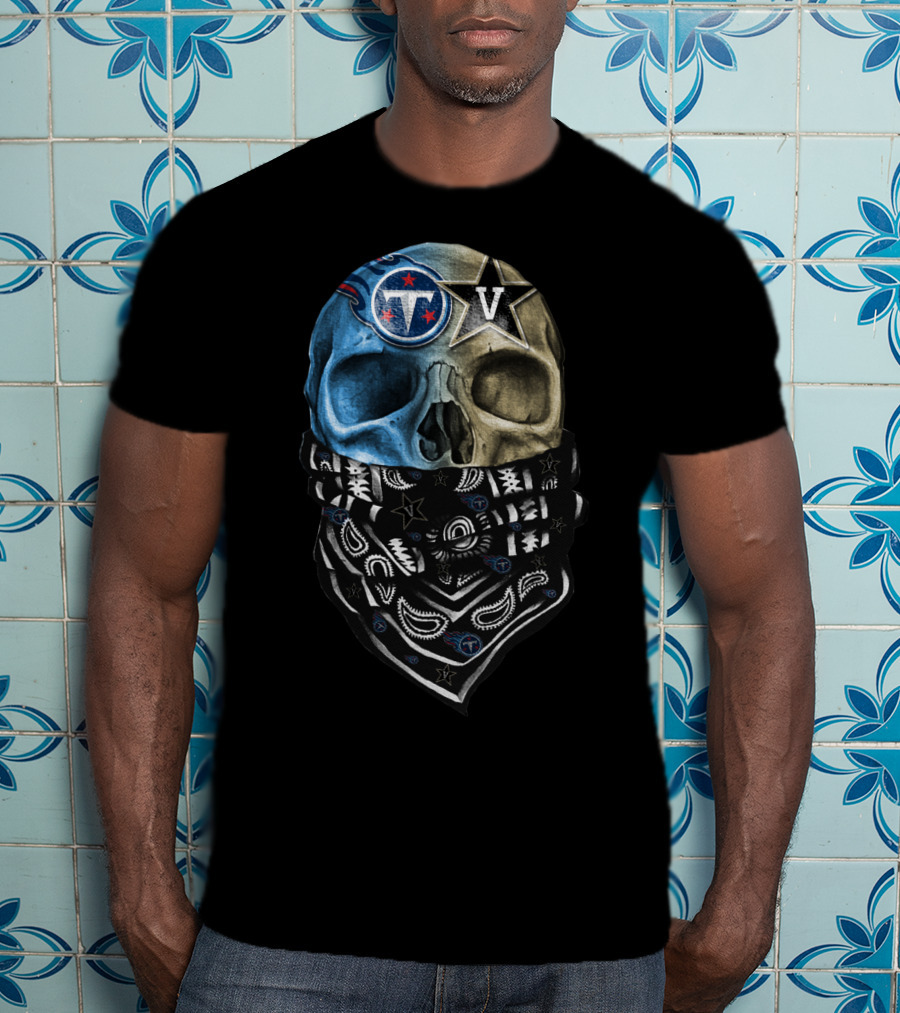 Tennessee Titans Dual Skull With Bandana T-Shirt